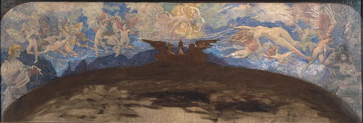 Poesie und Liebe trennen Tugend von Laster - Studie für das erste Fries des Proszeniums des Munical Theaters von Rio de Janeiro